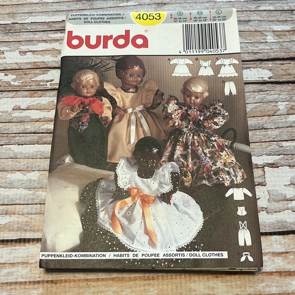 Burda Doll Clothing Uncut Sewing Pattern